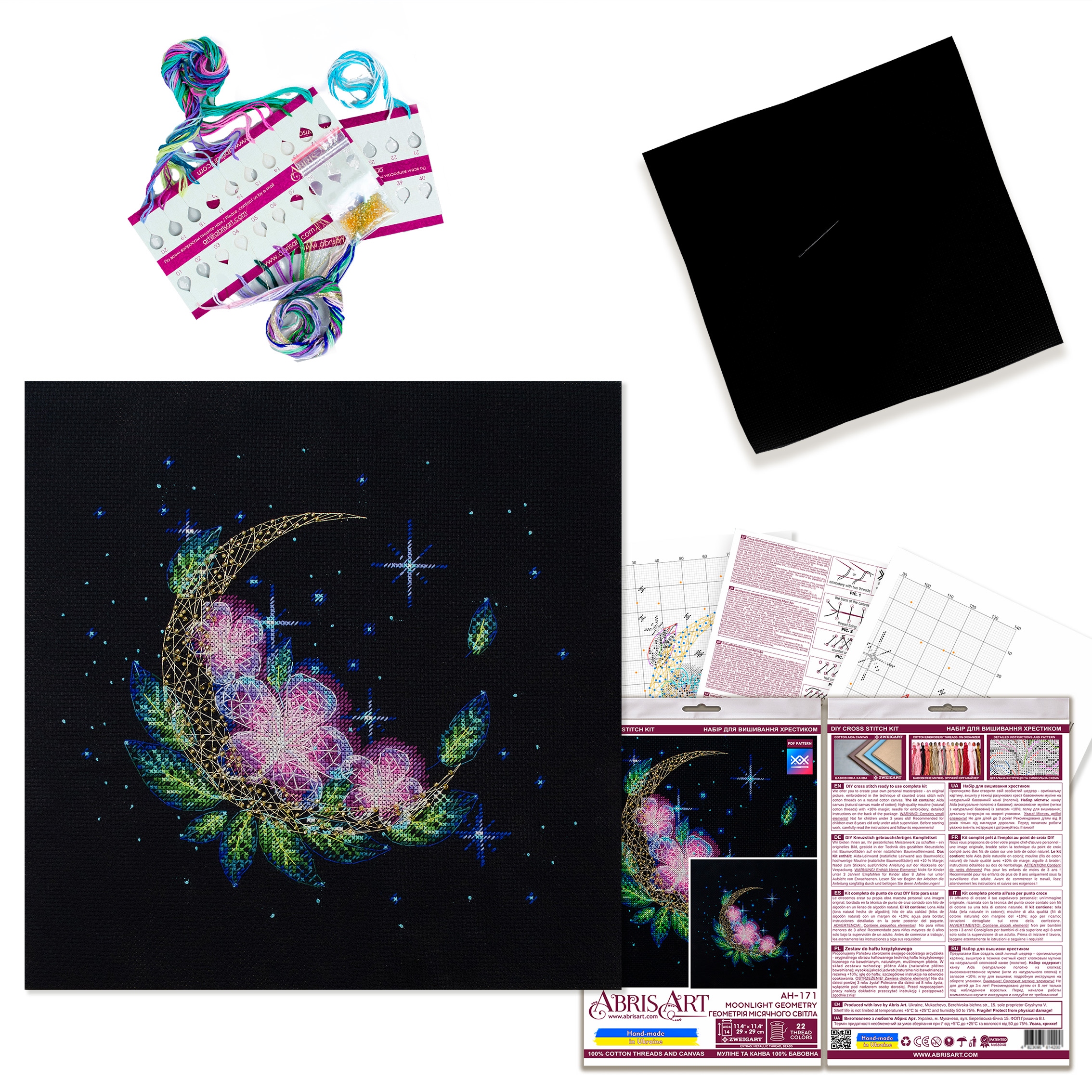 Diy Sada pro vyšívání křížkem "Moonlight geometry" 290 x 290 moulin jehel