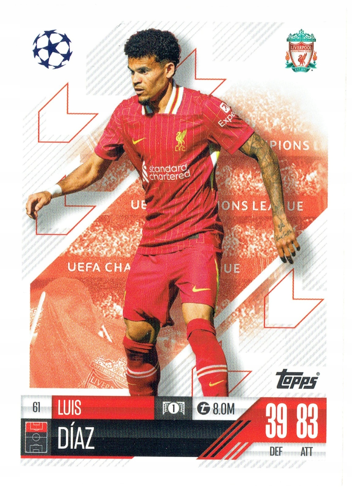 Topps Match Attax 2024-2025 Base Card 61 Luis Diaz Liverpool