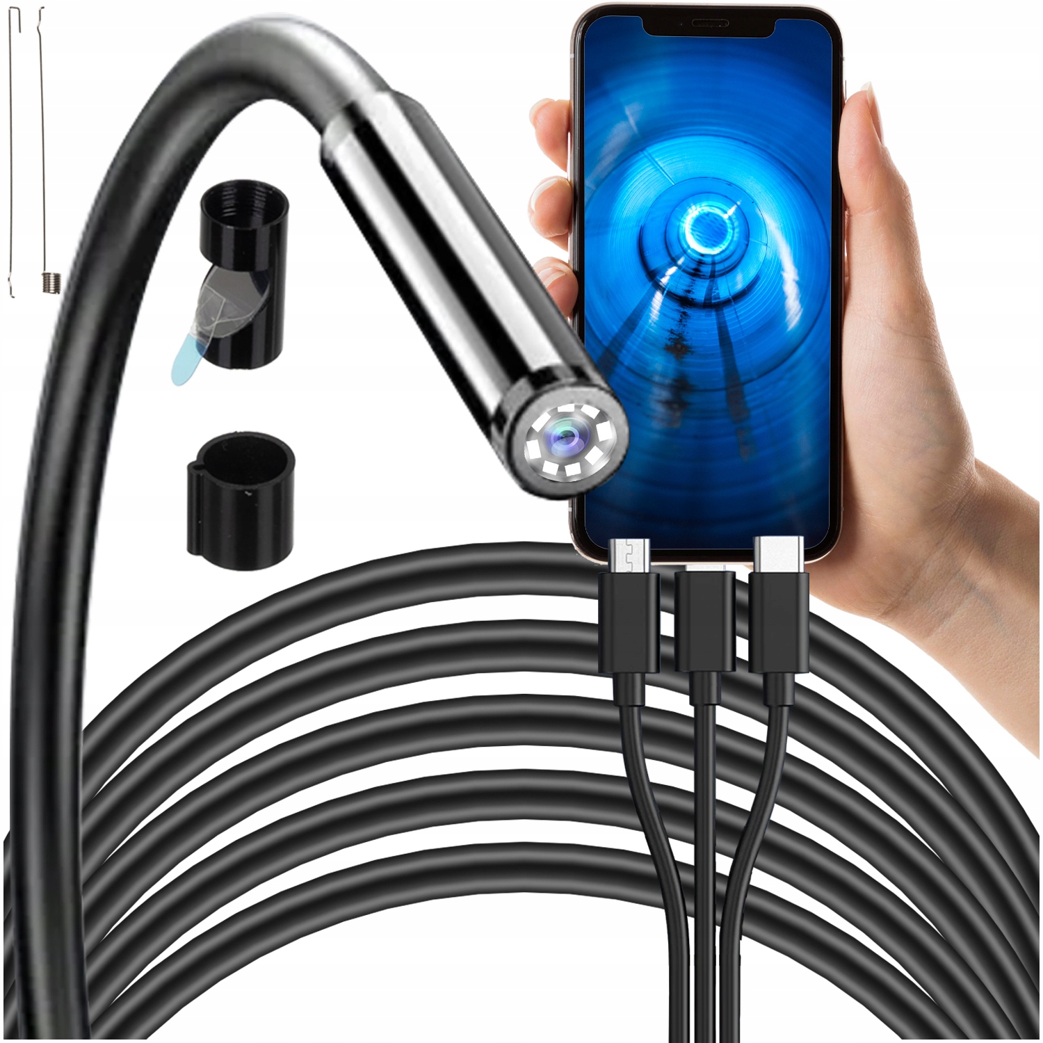 Endoskop Kamera Inspekcyjna 2m Full HD do Telefonu Android USB Typ-C 8 LED