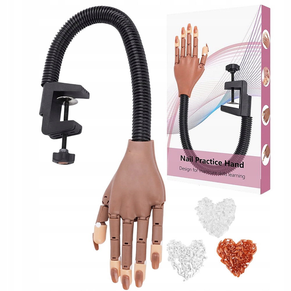 Výcviková ruka na nehty s tipy a upevňovacím úchytem pro regulaci