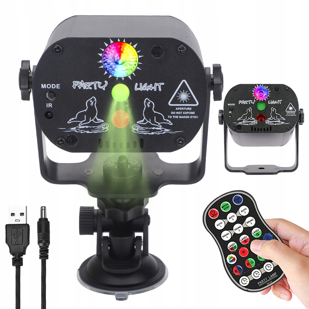 Projektor Diskotékový Laser Disco Koule Lampa Rgb Stroboskop Ovládání Hlasu