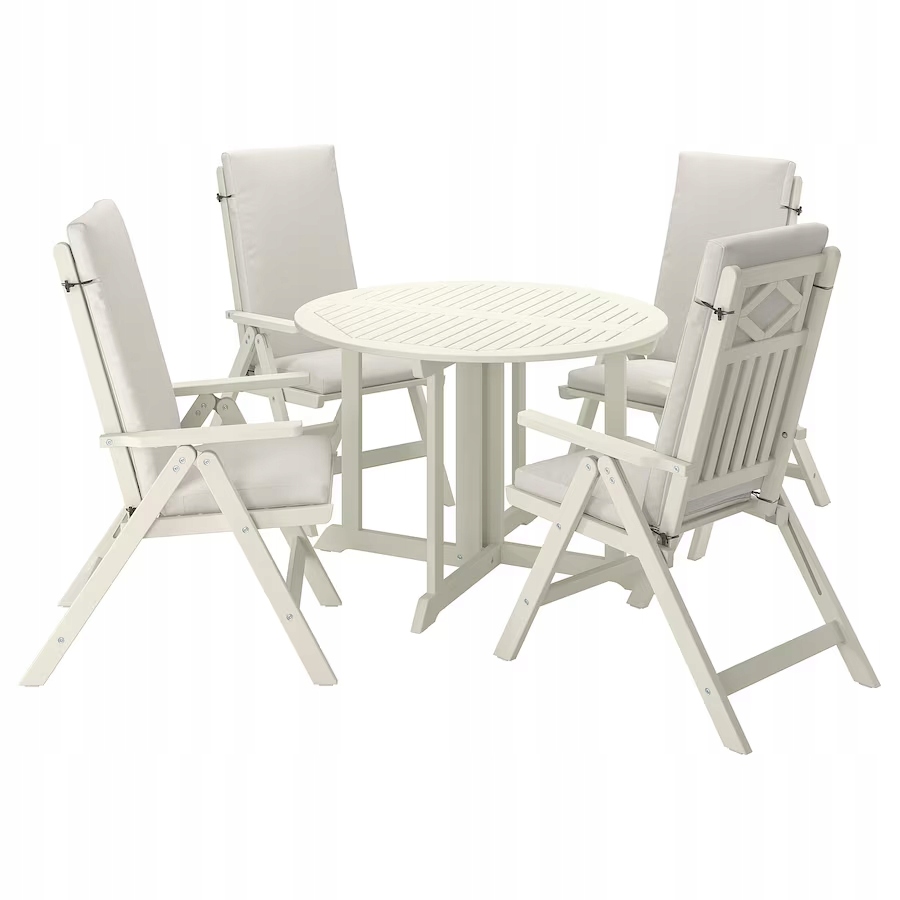 IKEA BONDHOLMEN Stôl a 4 ks stoličiek biela/béžová Froson/Duvholmen béžová