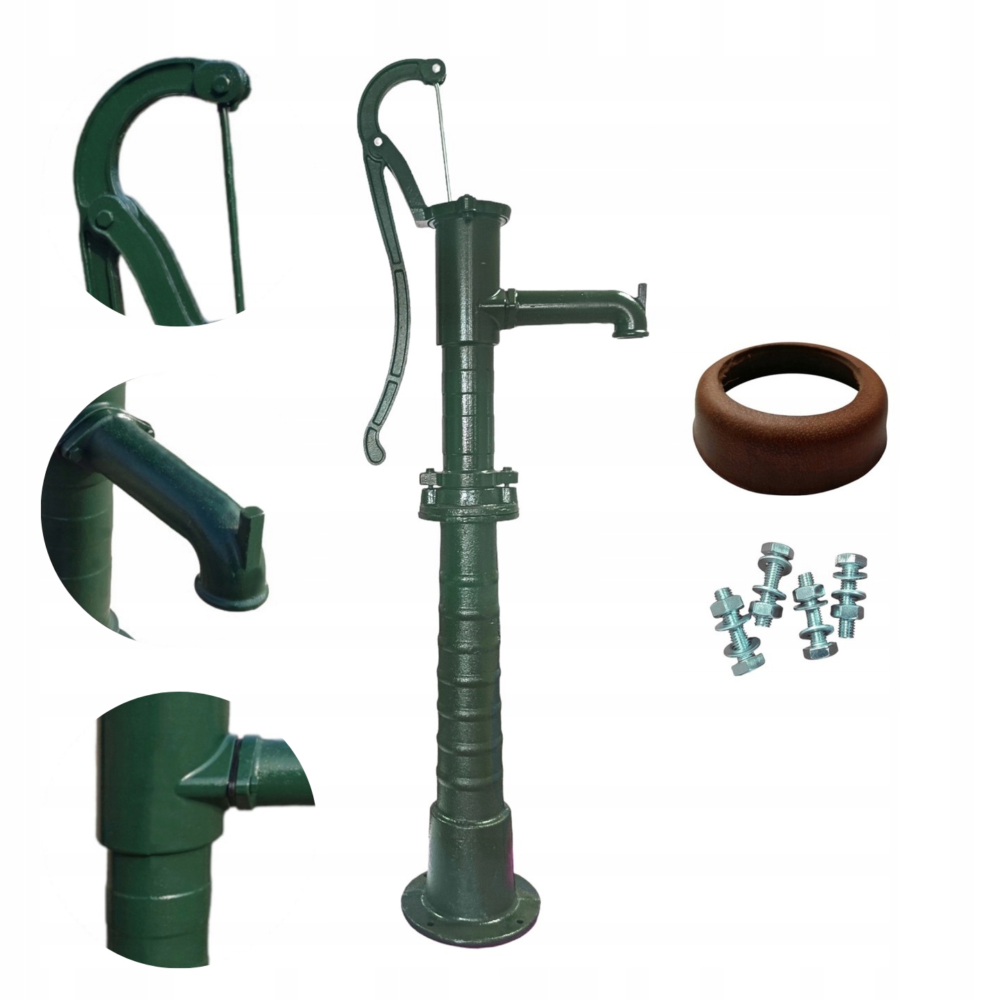 Pompa Abisynka Żeliwna Zielona Klasyczna +podstawa+wąż