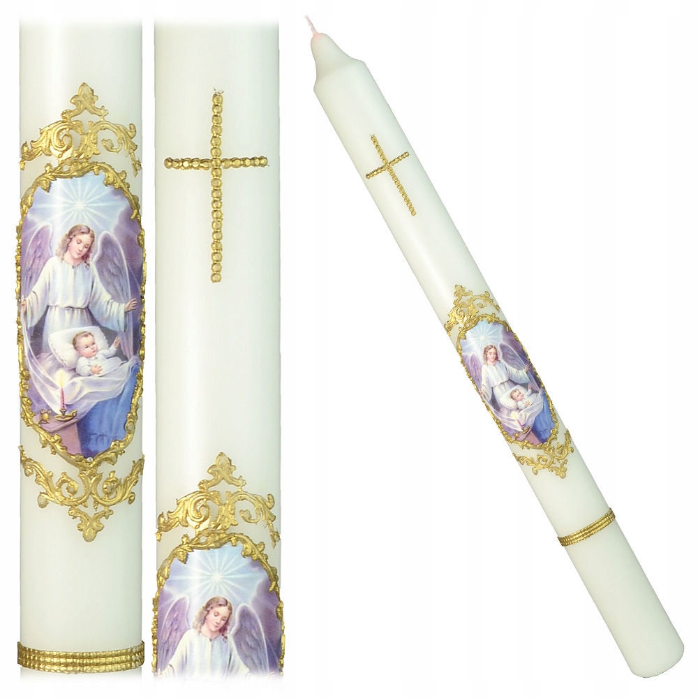 ŚWIECA GROMNICA CHRZEST DO CHRZTU OBRAZ ZŁOTO