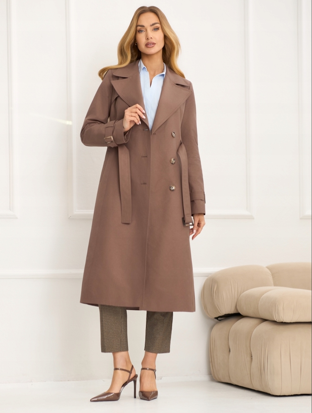 Zartex dámský trenčkotový kabát bez kapuce Logan cocoa SS26 velikost 42