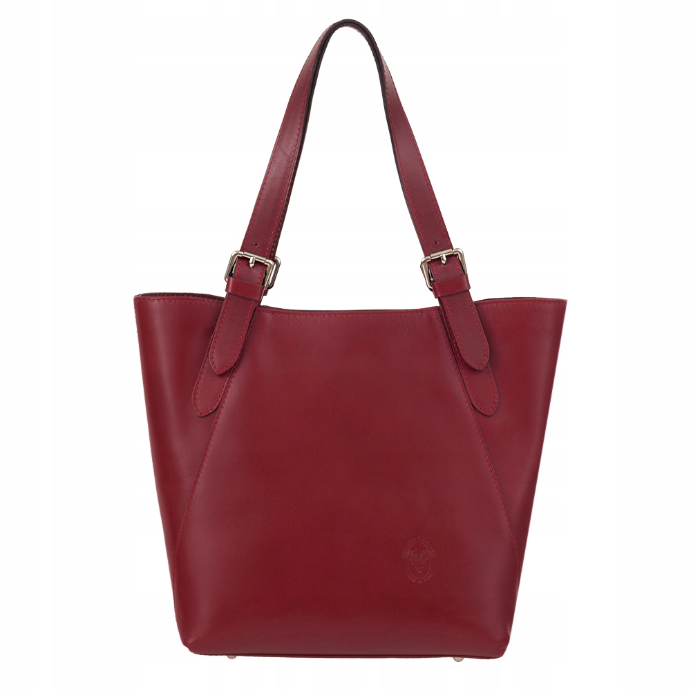 Bordowa Torebka Skóra Naturalna Shopper Torba Skórzana Vera Pelle