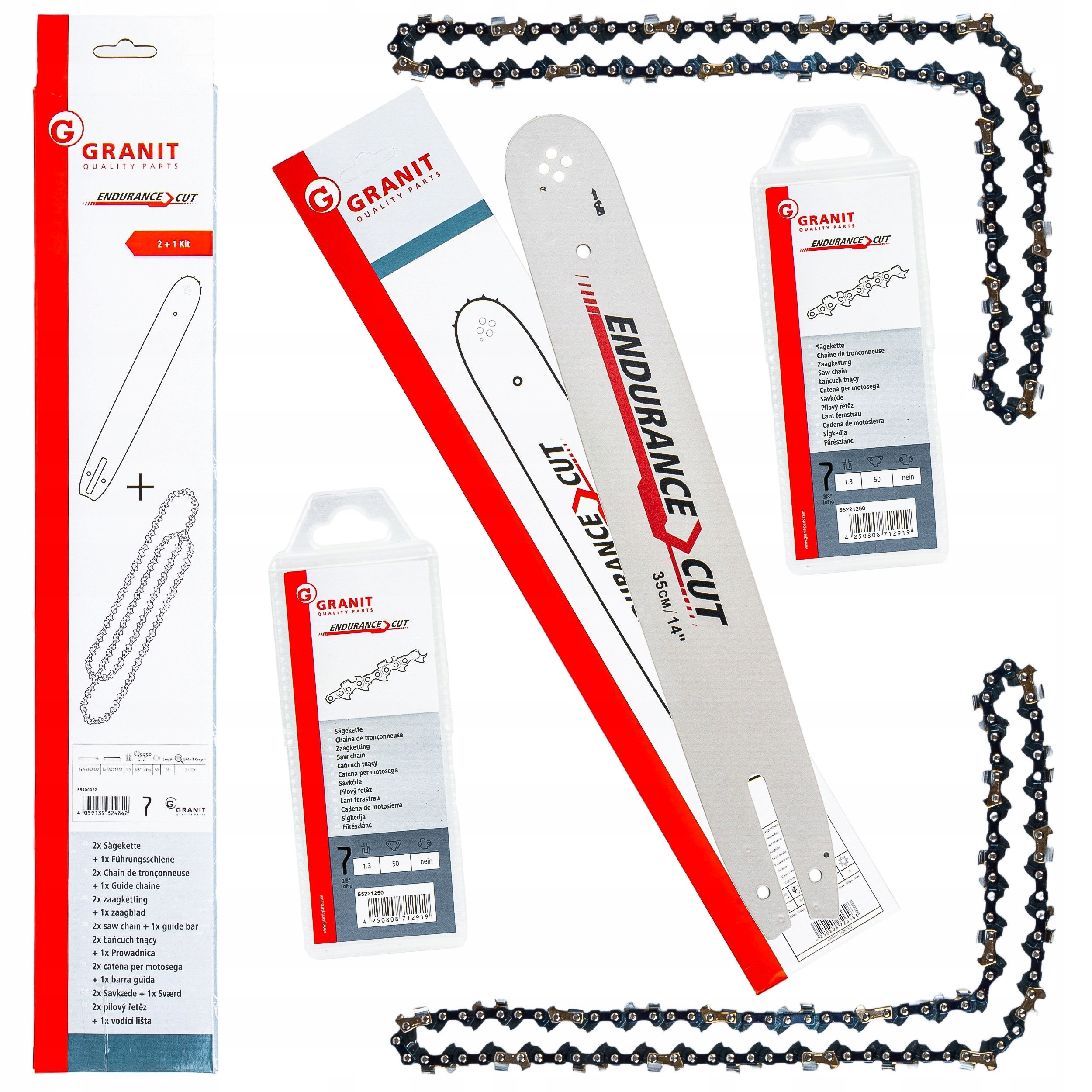 Prowadnica 35 cm 2x Łańcuch Stihl Ms, Dolmar, Partne, Oleo-Mac Stiga 50og