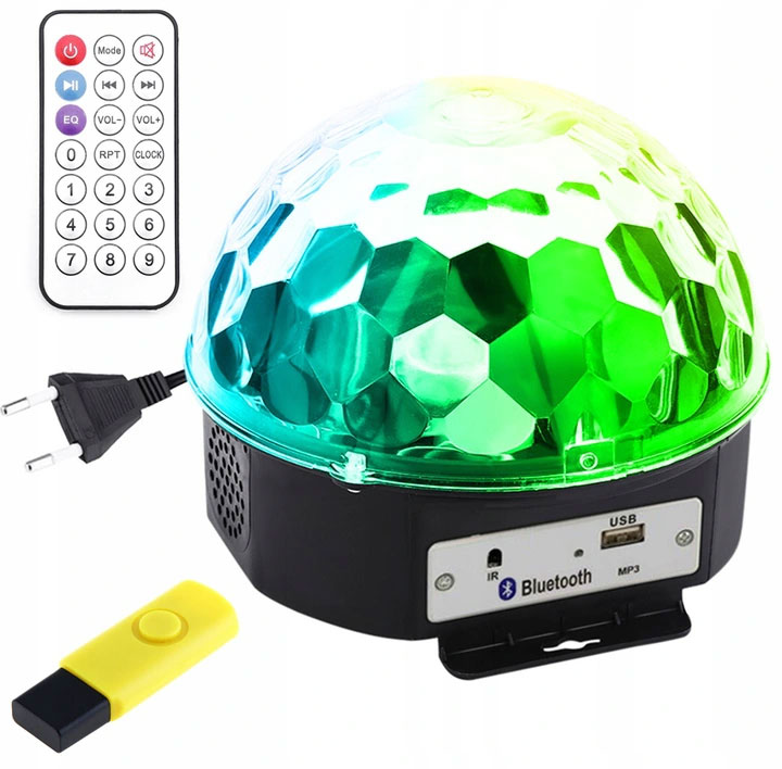 KULA DISCO PROJEKTOR RGB LED DYSKOTEKOWY REFLEKTOR NA IMPREZE LASER + PILOT Marka bez marki