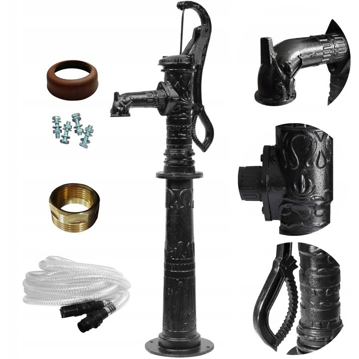 Pompa Abisynka Ozdobna Ogrodowa Delux Czarna +podstawa +wąż -wysoka Jakość!