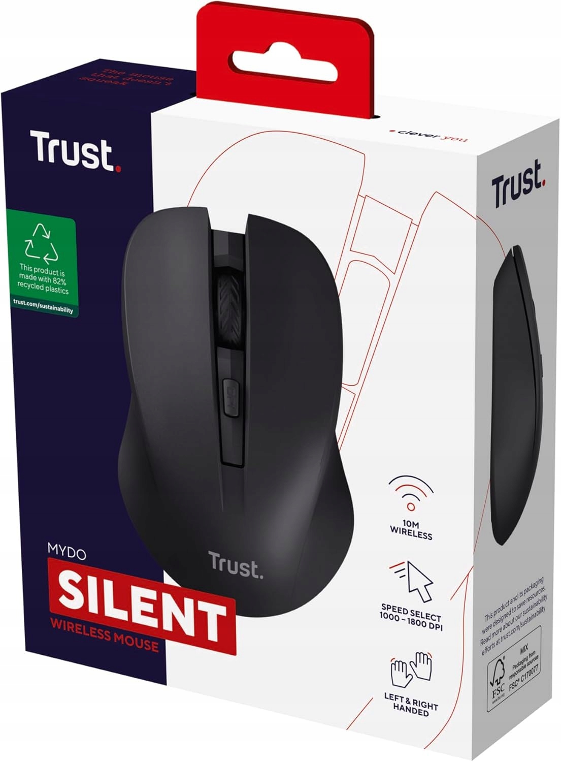 2 x Tichý klik Bezdrátová Myš Obouruční myš Trust Mydo