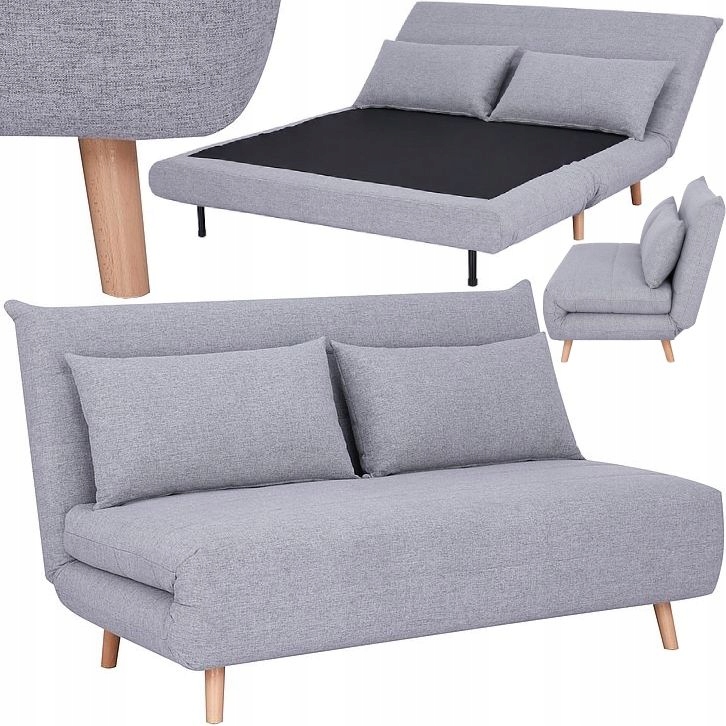 Kanapa Sofa Wersalka rozkładana z funkcją spania do Salonu dwuosobowa szara