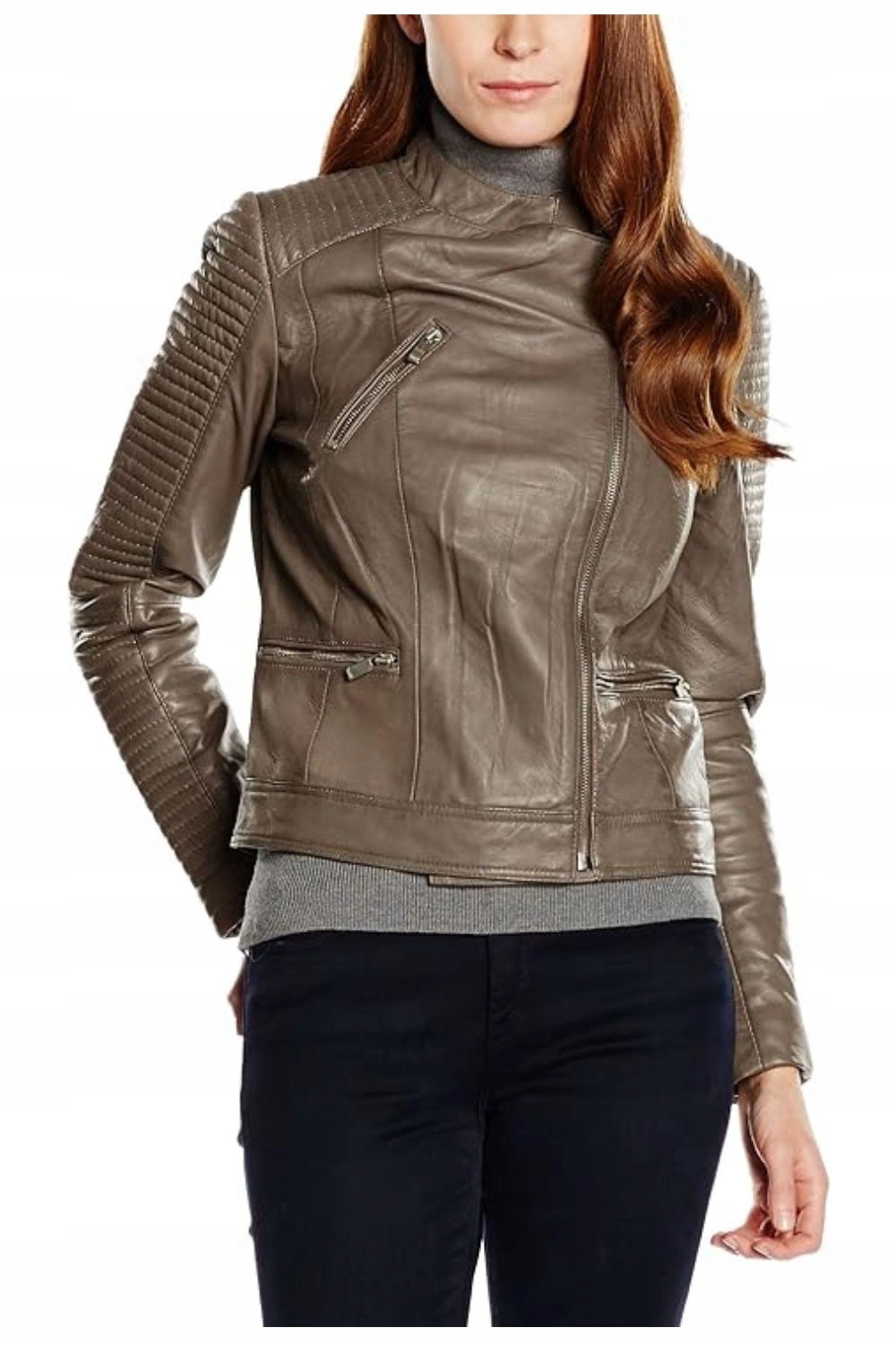 Kožená bunda Usual Way dámská khaki kožená vel. M