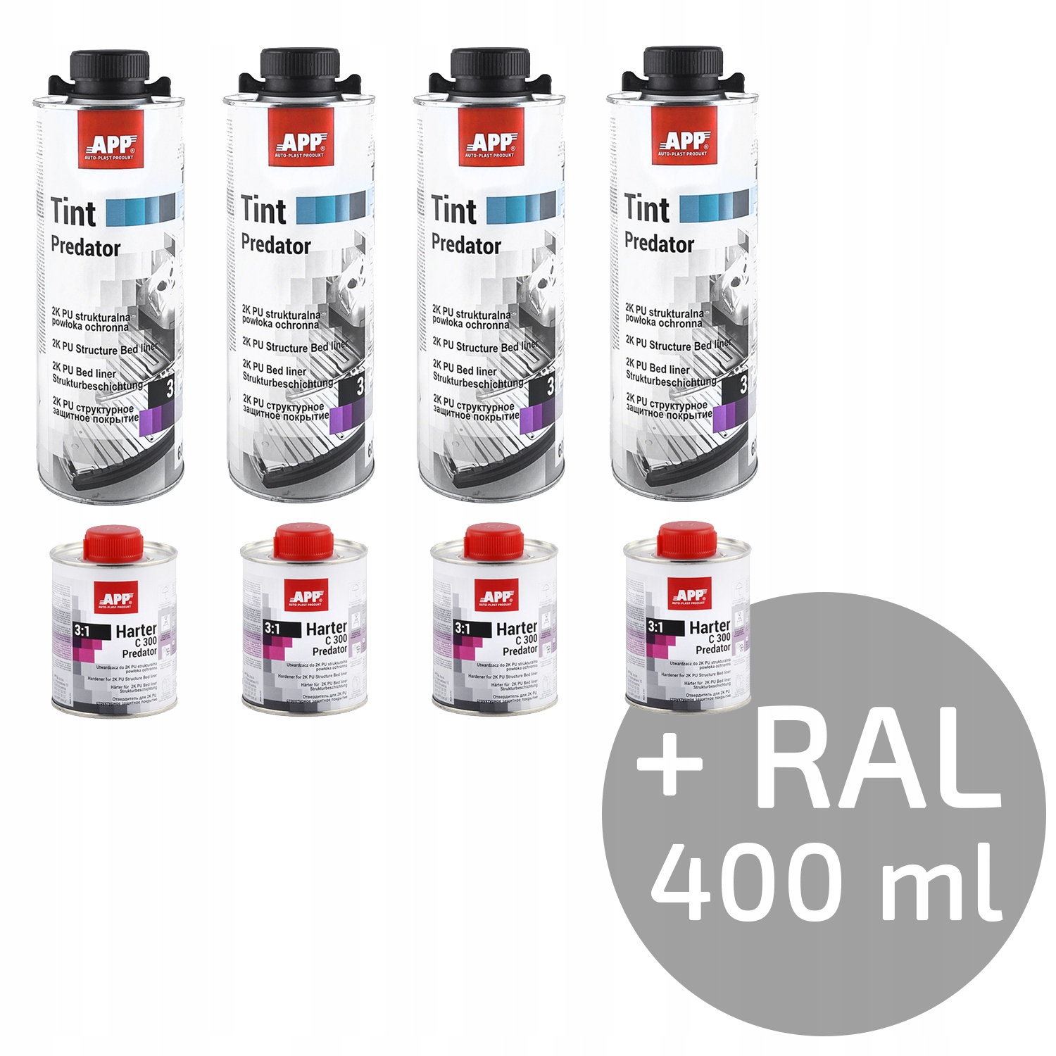 4 x APP PREDATOR TINT poliuretan powloka KOLOR RAL