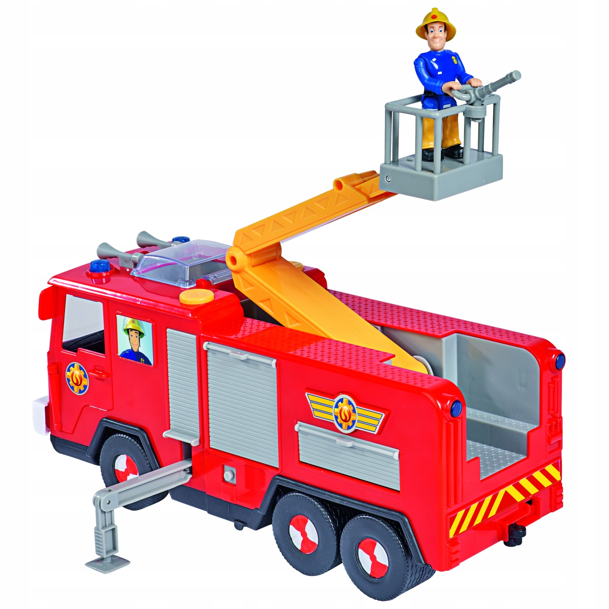 STRAŻAK SAM WÓZ STRAŻACKI JUPITER Z DRABINĄ I SCHOWKAMI + 2 FIGURKI ŚW/DŹ Marka Simba
