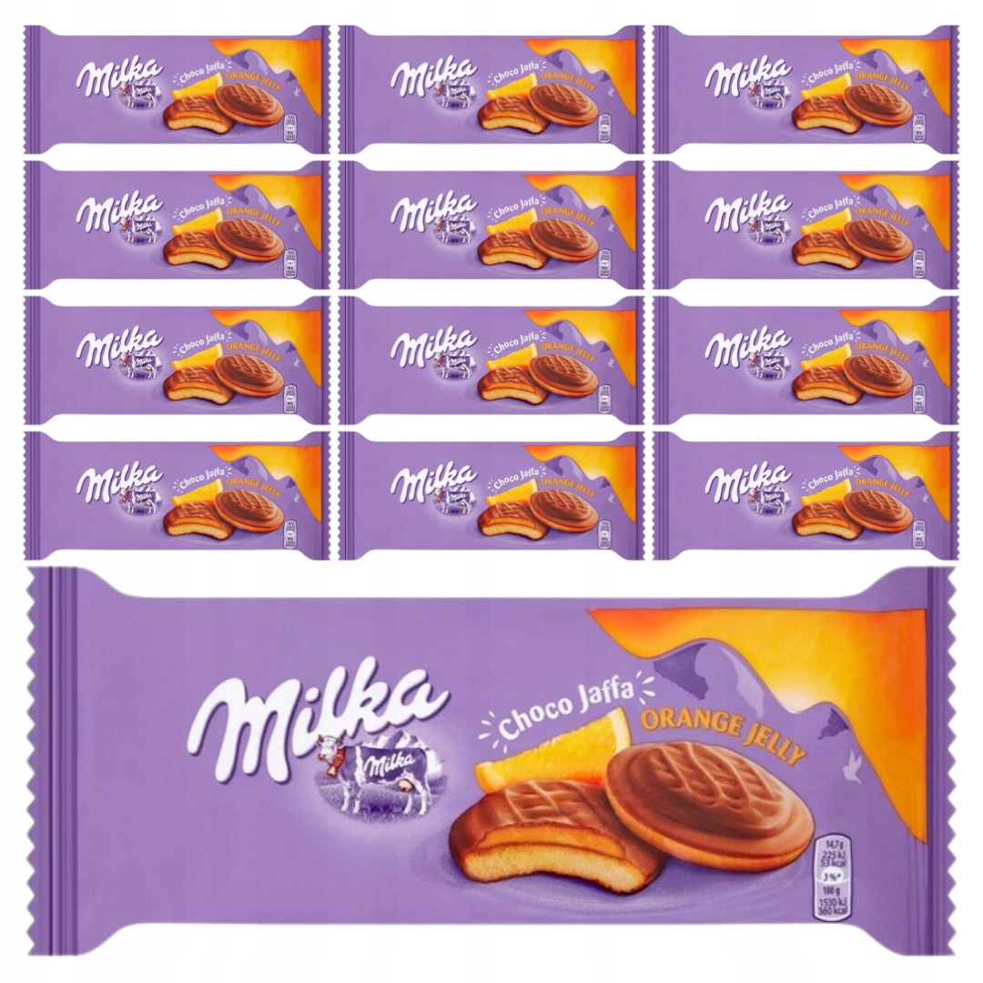 Levně Milka Choco Jaffa Piškoty s želé a pomerančovou příchutí 147 g x 12 Ks