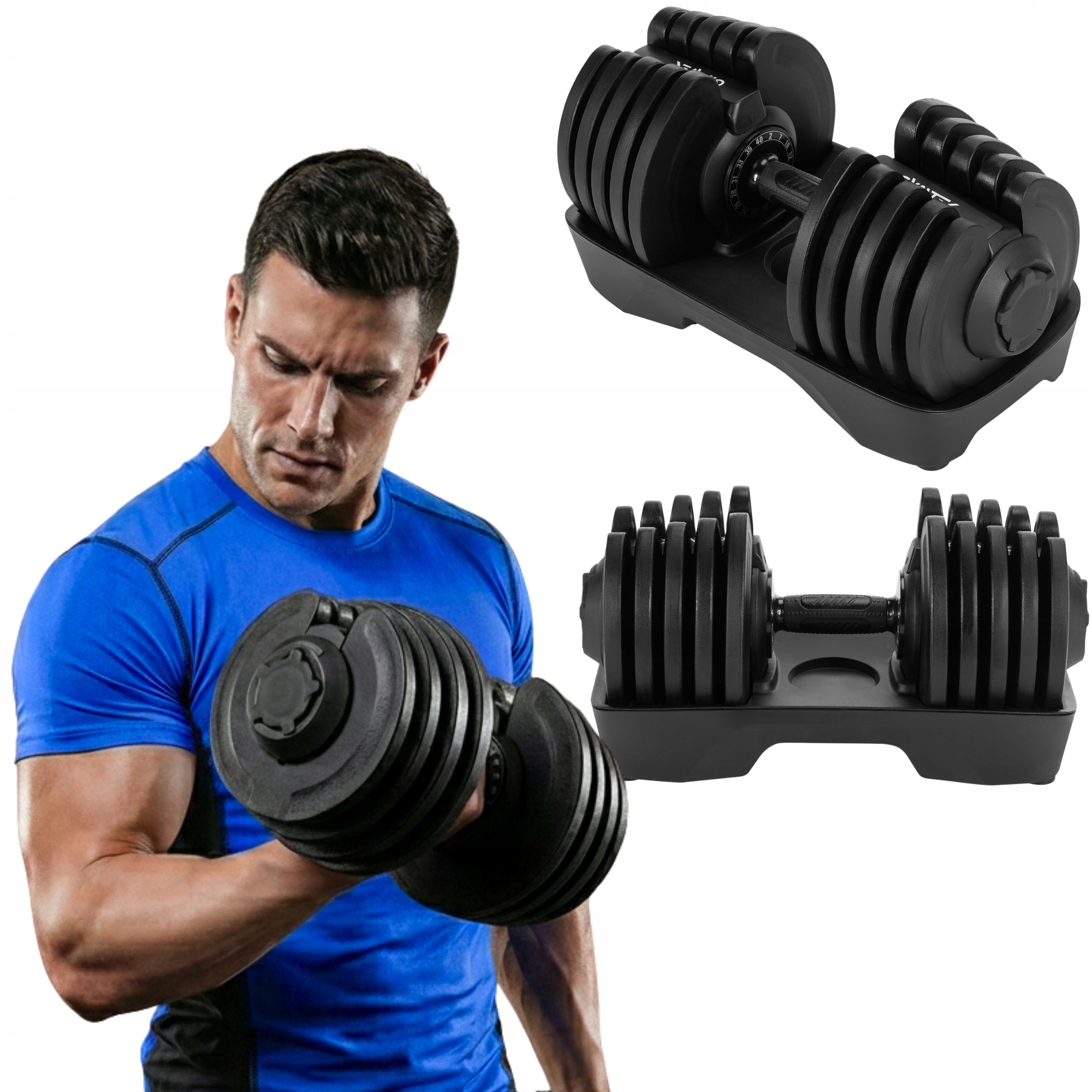 Hantel Regulowany Do Ćwiczeń Szybki System Zmiany Ciężaru 2-40 Kg Gymtek