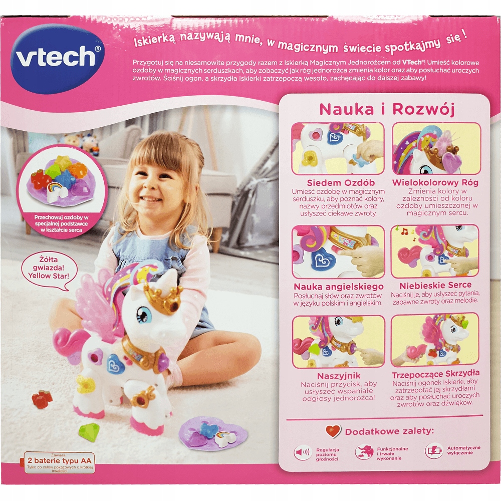 MAGICZNY JEDNOROŻEC ISKIERKA INTERAKTYWNY VTECH Wiek dziecka 18 m +