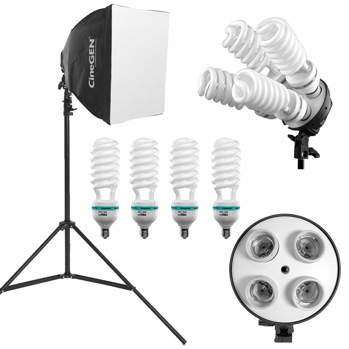 

Zestaw studyjny Softbox 40x40cm Duży statyw 1600W