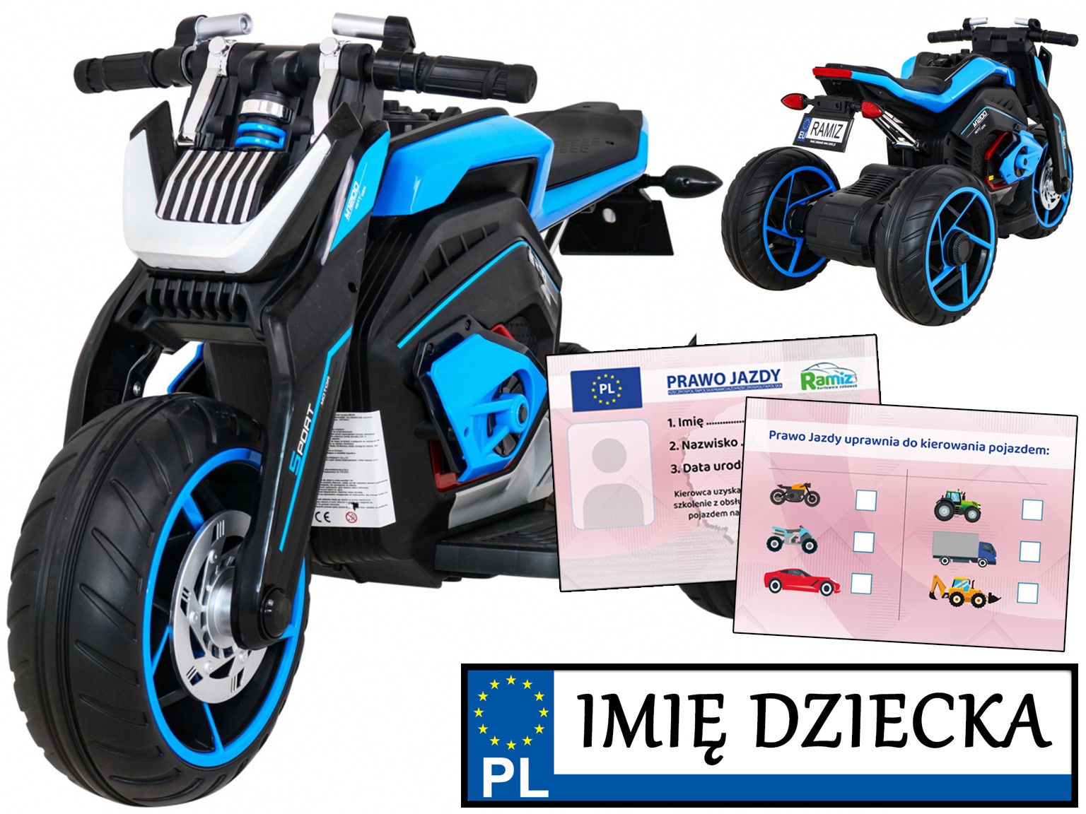 Future trzykołowy stabilny Motor Na Akumulator piankowymi kołami Dźwięki