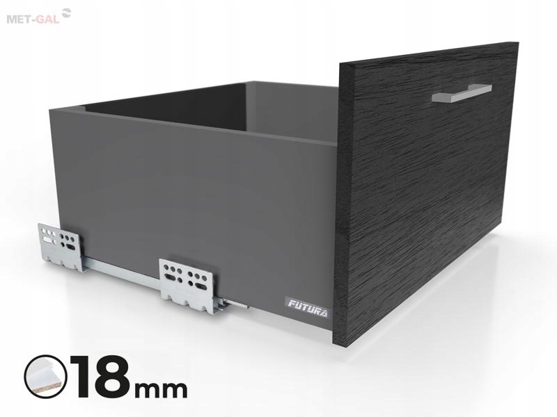 Šuplík Futura Evo Atm L-300 Vysoká H203 Grafit S Tlumením Dovírání Pro Desku 18 MM