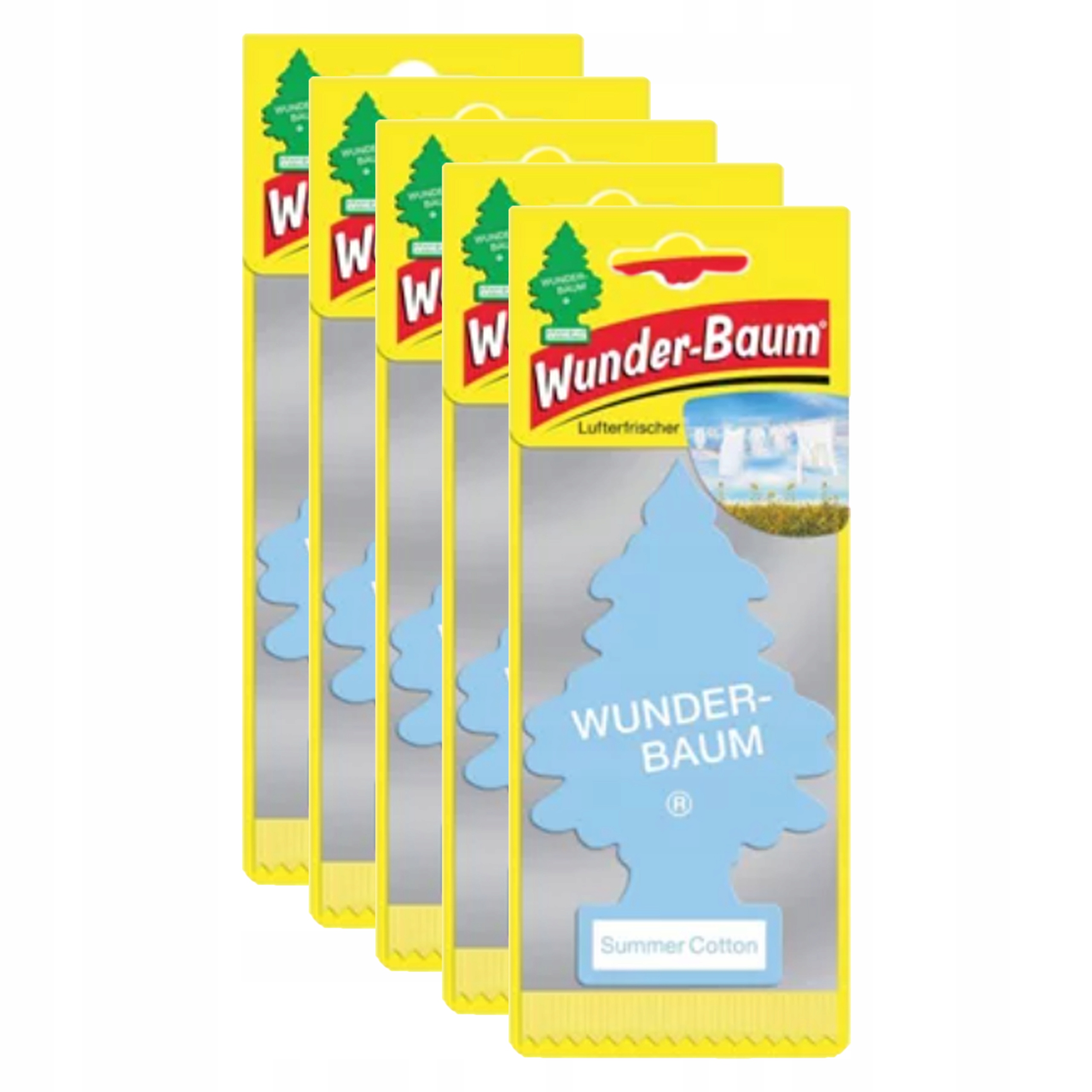Wunder-Baum Summer Cotton – choinka zapachowa do auta 5 szt.
