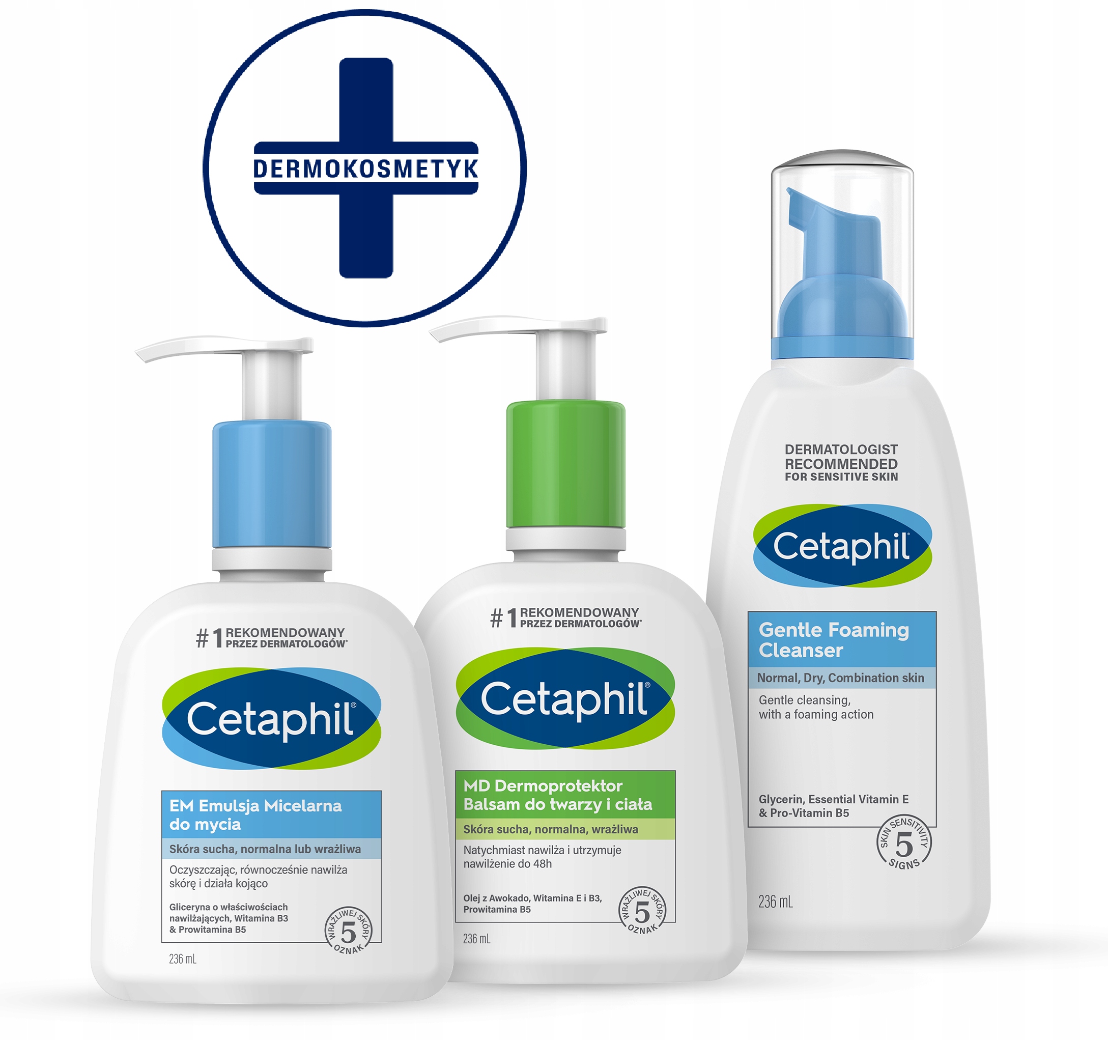 Zestaw Cetaphil Em Emulsja 236, Pianka i MD Balsam