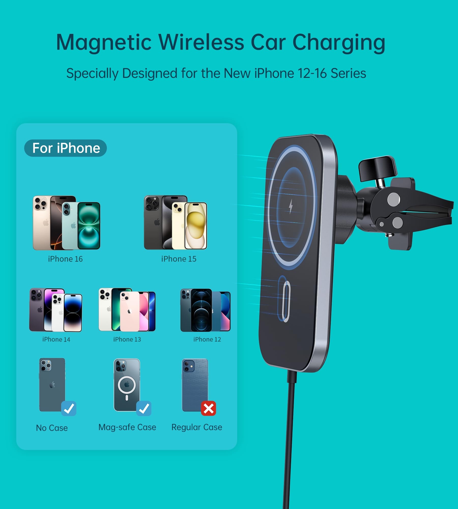 Magnetyczny, bezprzewodowy uchwyt na telefon komórkowy MagSafe Air Vent — miniatura 3