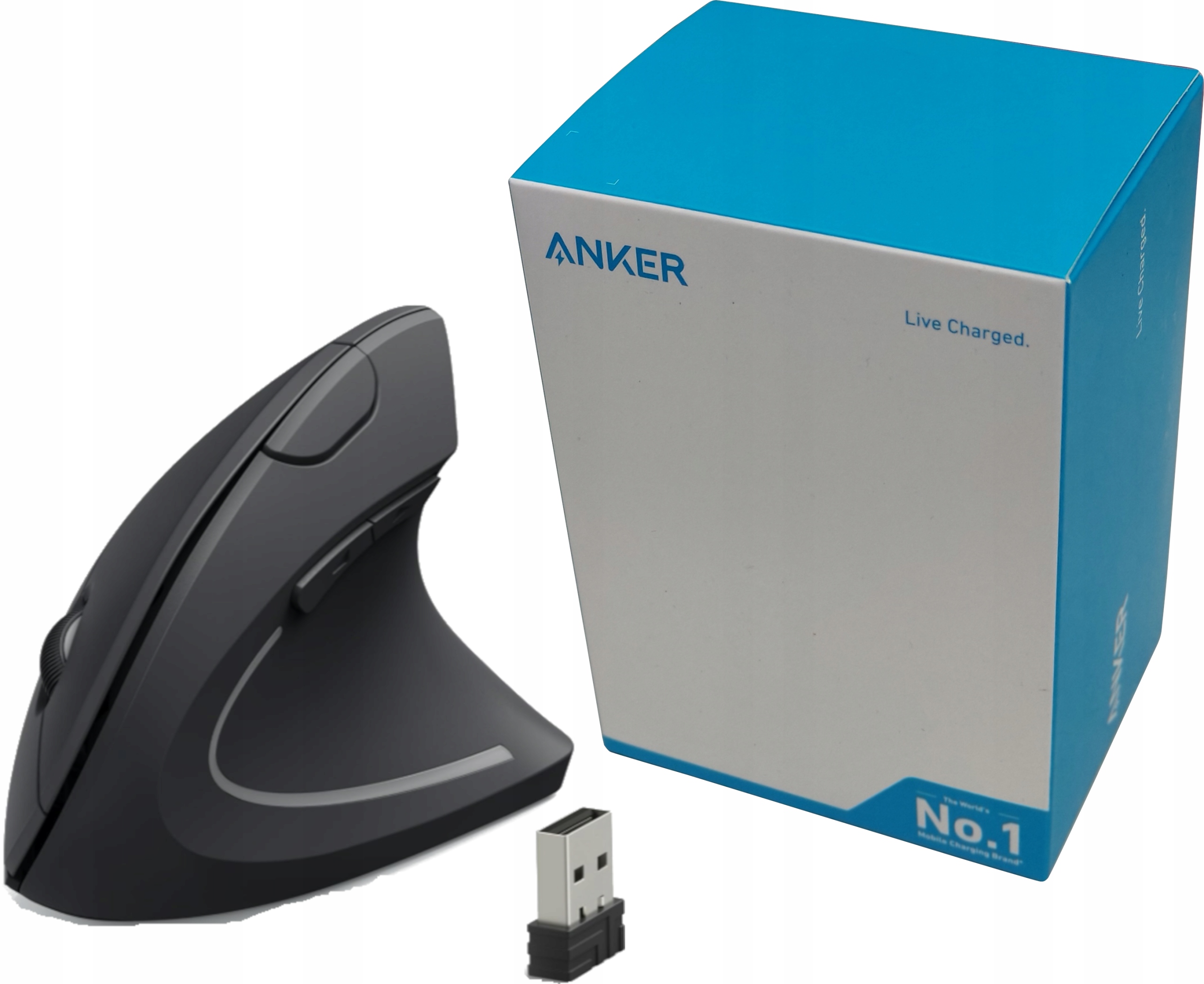 Mysz Bezprzewodowa Anker Wireless Vertical Ergonomic Mouse A7852011 Czarna
