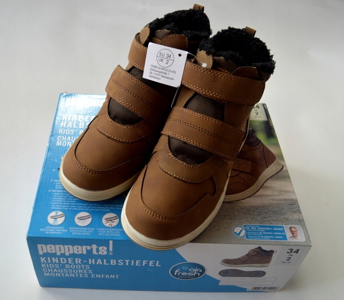 Buty Jesień Zima Za kostkę 34 Rzepy Wkładka 22,5cm Odcień granatowy