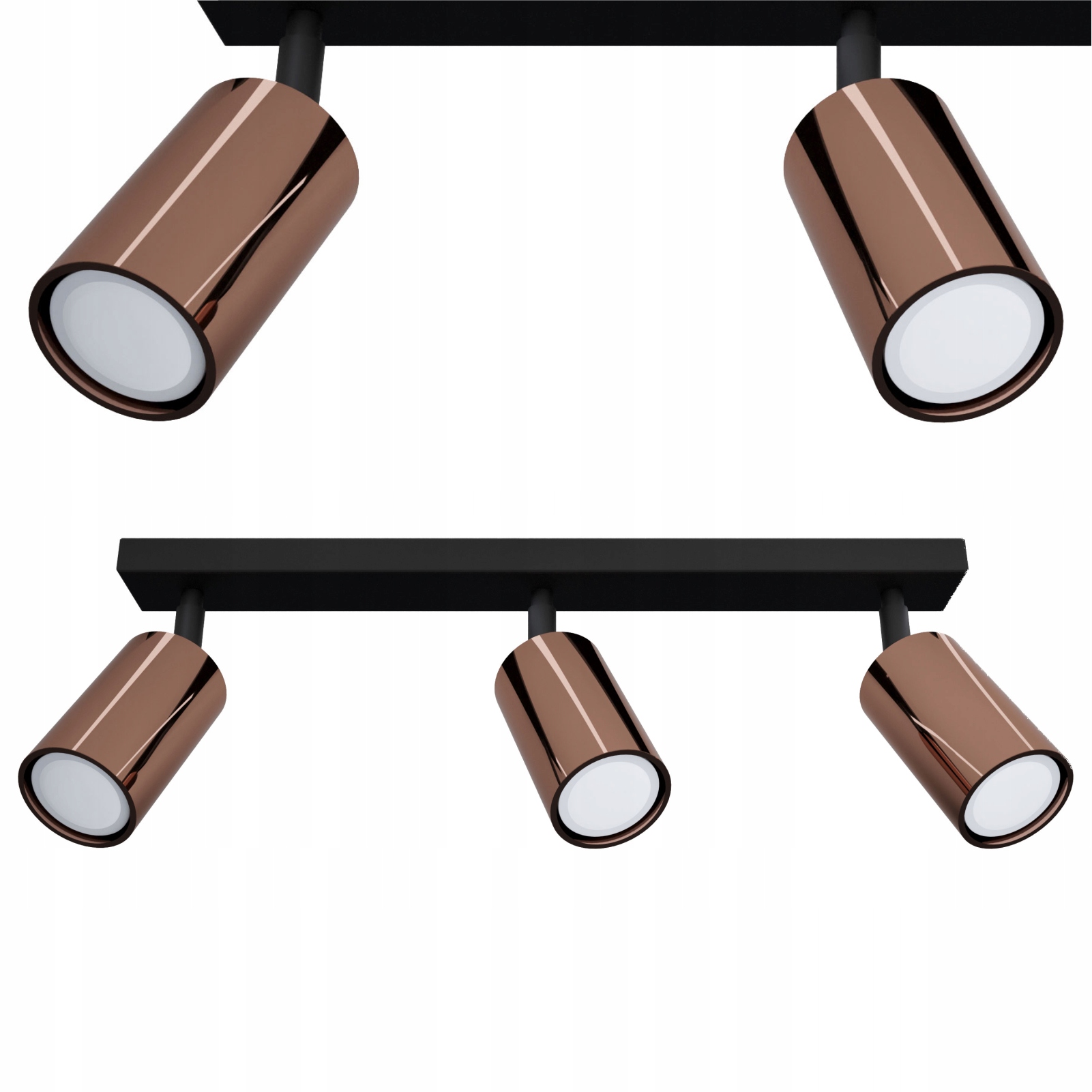Závesná lampa Stropné Svietidlo Rune 3-bodová 3x GU10 kovová, čierno-medená oceľ