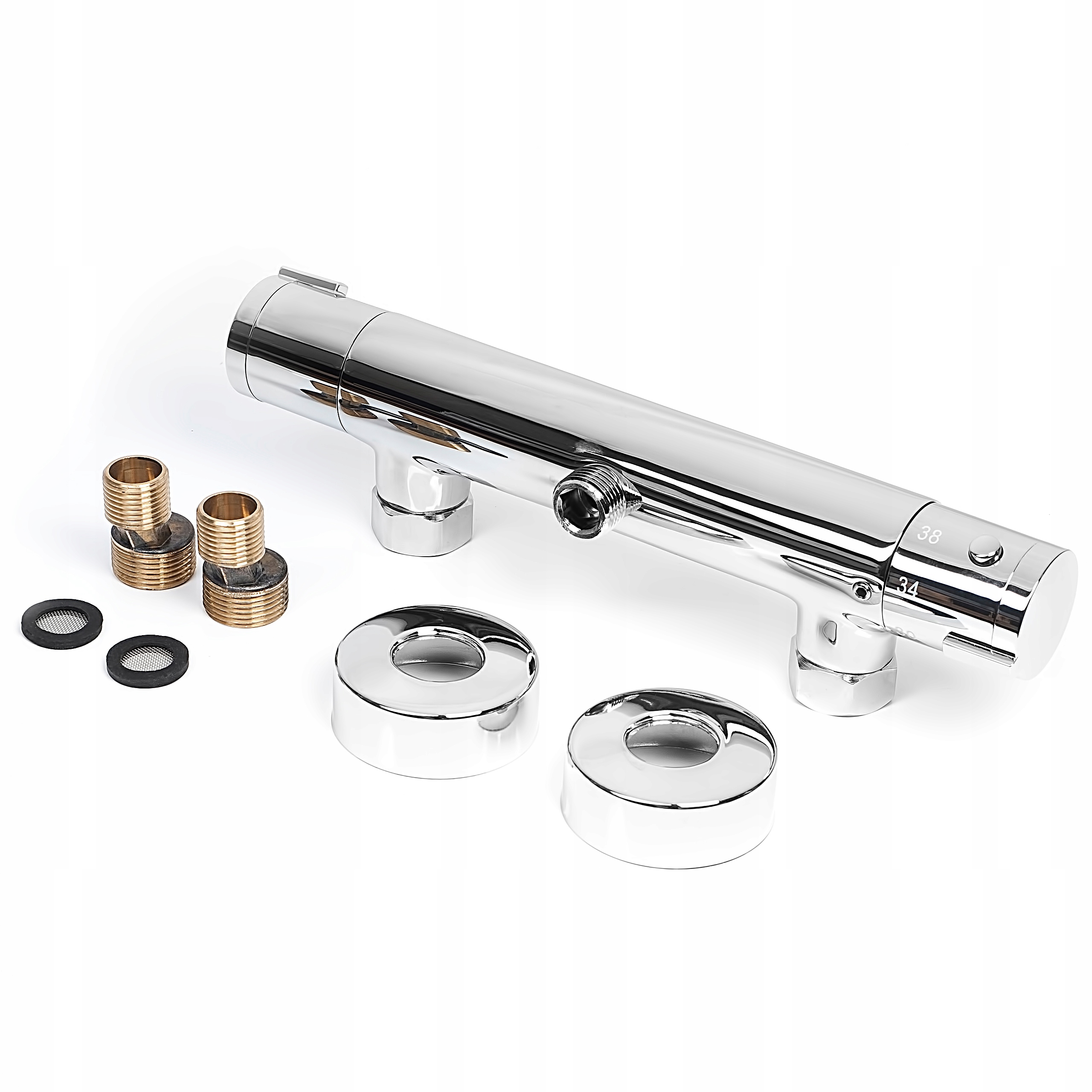 BATERIA PRYSZNICOWA NATRYSKOWA TERMOSTATYCZNA KRAN CHROM ŚCIENNA ŁAZIENKOWA