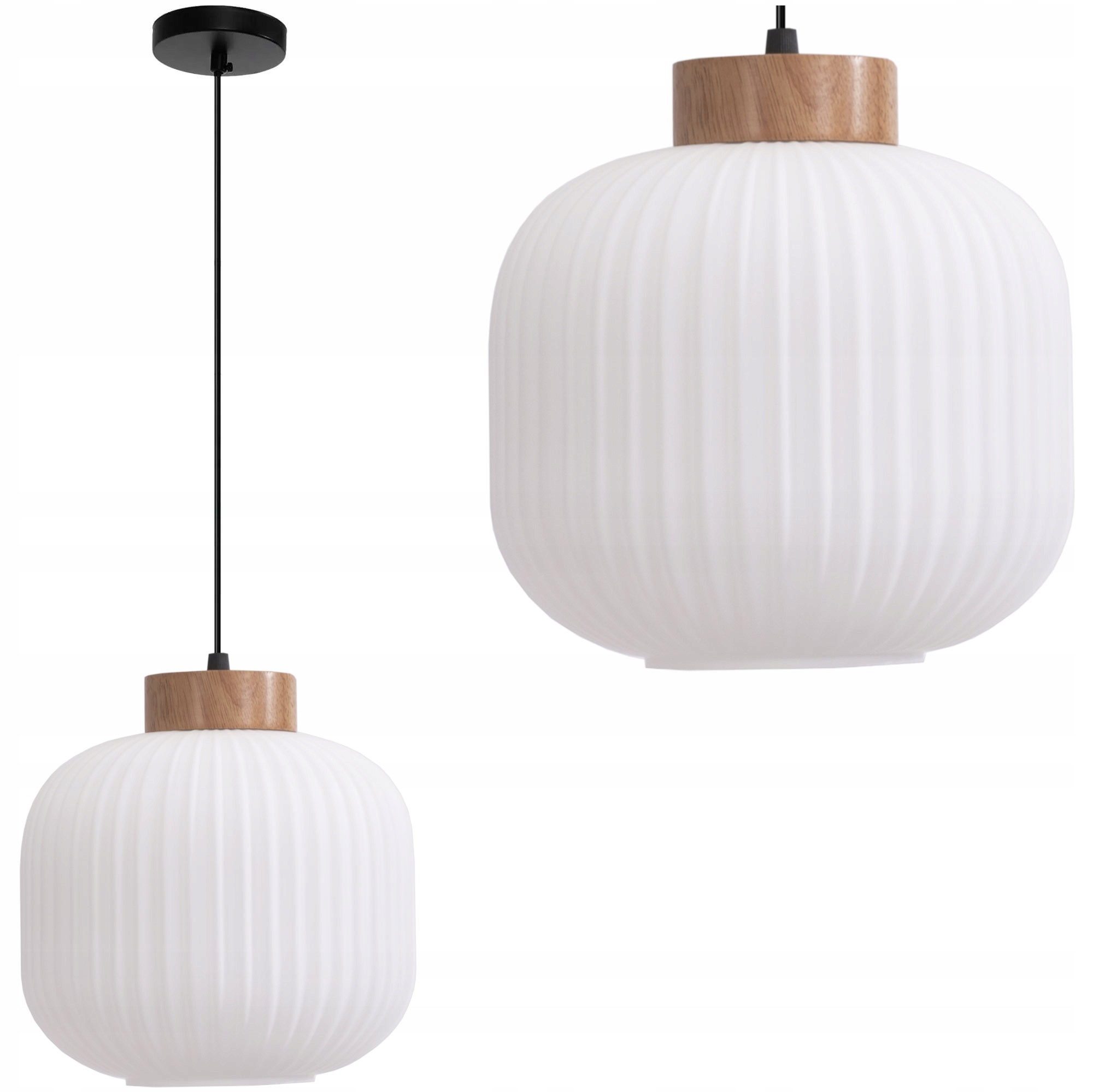 Závěsná stropní lampa E27 Skleněná Boho Dřevo