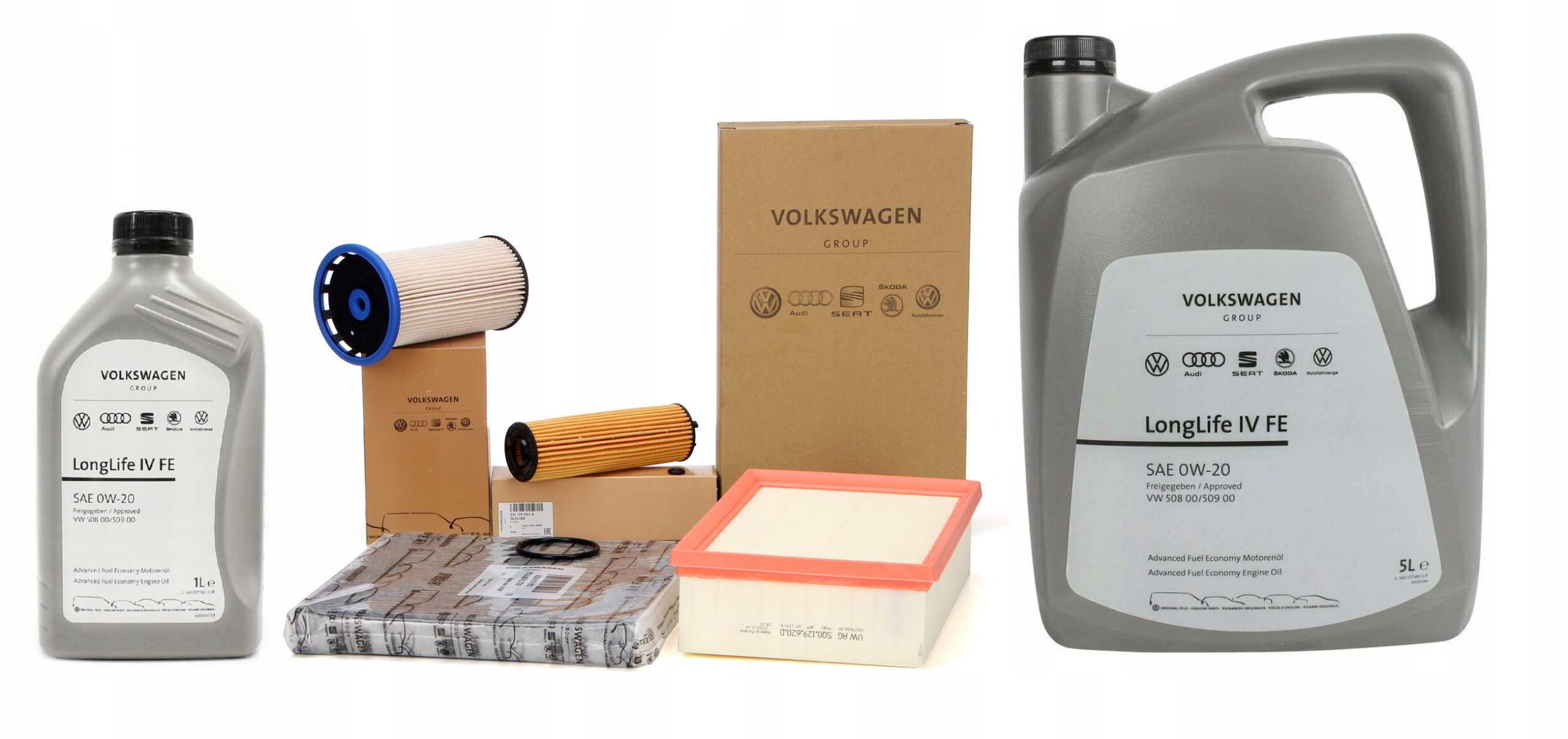 Originální sada filtrů Oe Vag motor 2.0 Tdi 2016 -> Olej Vw 0W-20 6L