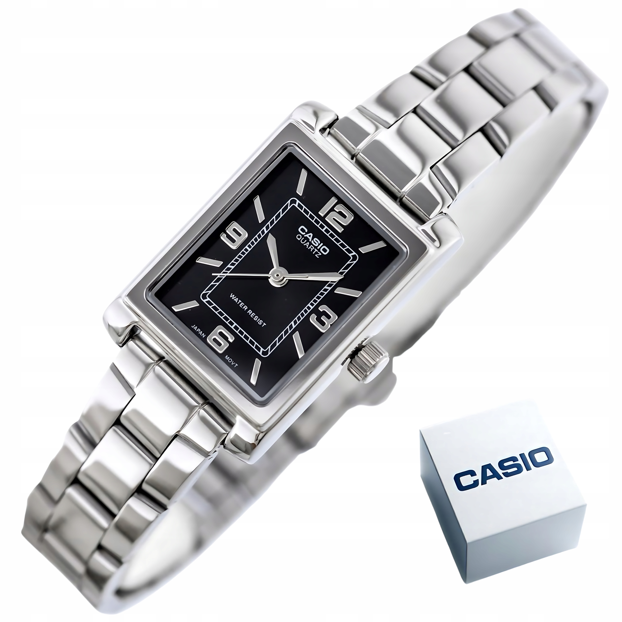 Dámské hodinky Casio LTP-1234DD-1A Stříbrné Obdélníkové Ocelové Vodotěsné