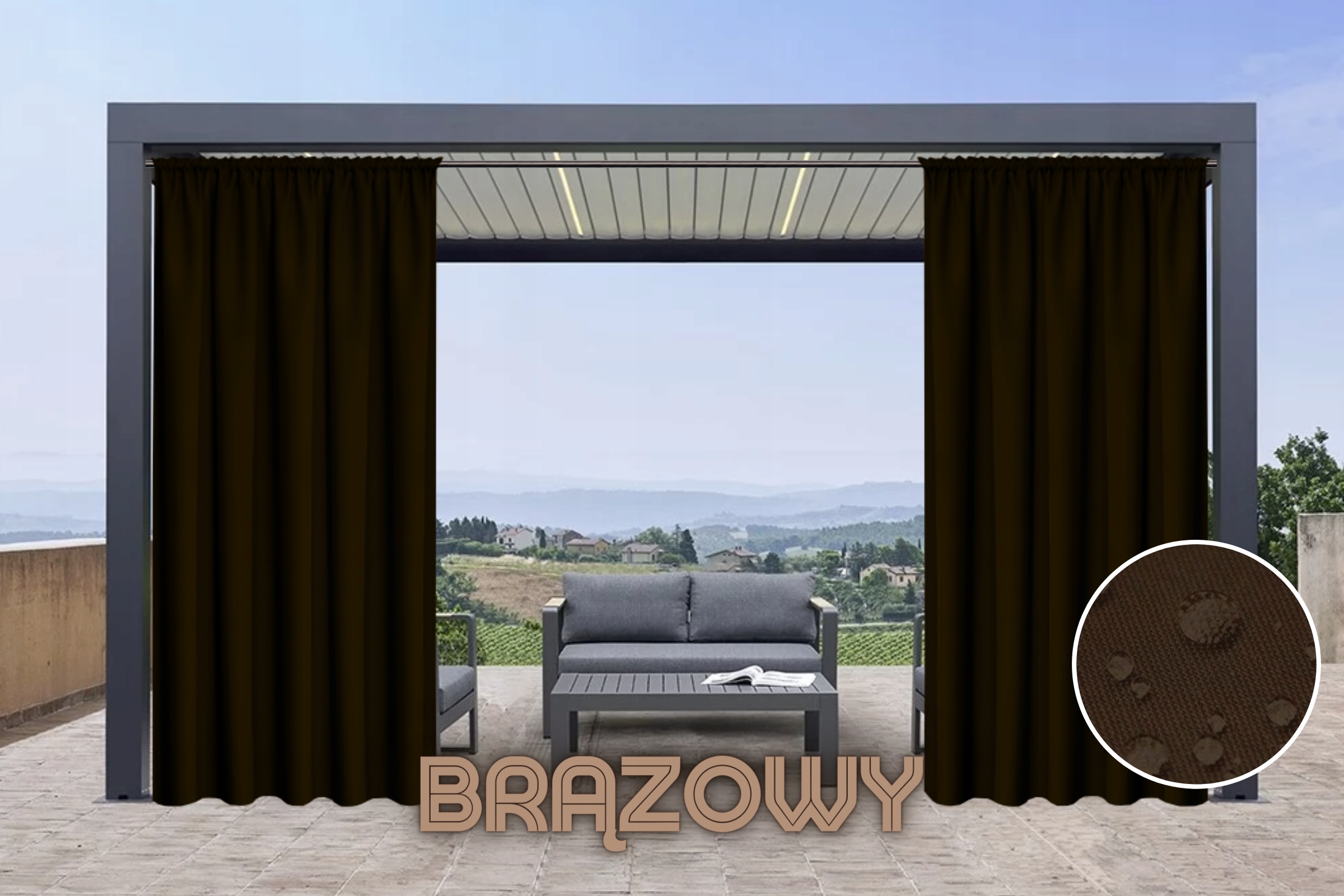 ZASŁONA WODOODPORNA 240X155 NA OGRÓD TARAS BALKON Szerokość 1.55 m