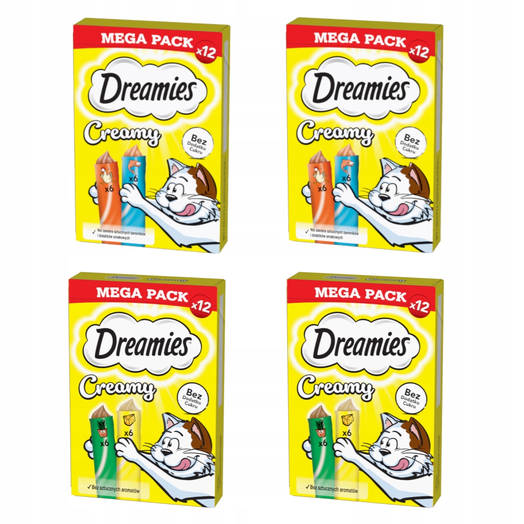 Levně Dreamies Creamy Mix Chutí 48x10g Krémová Pamlsek pro kočky