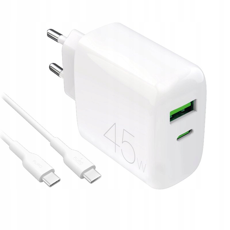 Síťová nabíječka Usb-c Usb-a Pd s kabelem Usb-c 45W bílá