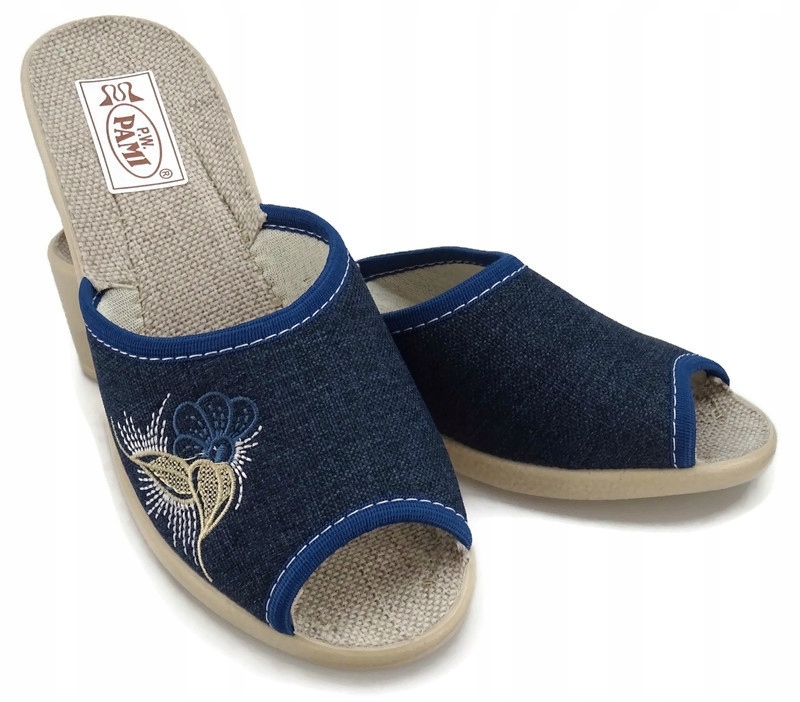 

Pantofle kapcie Lniane Pami 040 niebieskie 41