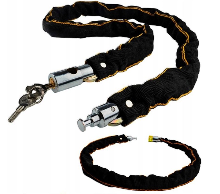 ZAPIĘCIE ROWEROWE BLOKADA DO ROWERU ZABEZPIECZENIE NA KLUCZYK MOCNA LINKA Kolor dominujący czarny