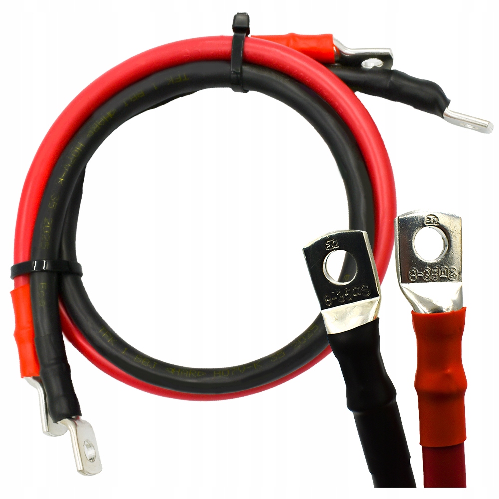 Przewód kabel linka 35 35mm2 do łączenia akumulatorów baterii 70cm M8 2 szt