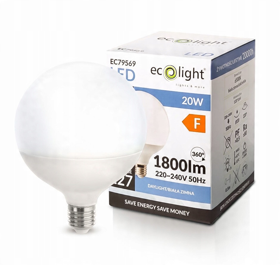 

Żarówka Led E27 G120 20W 2000lm barwa zimna