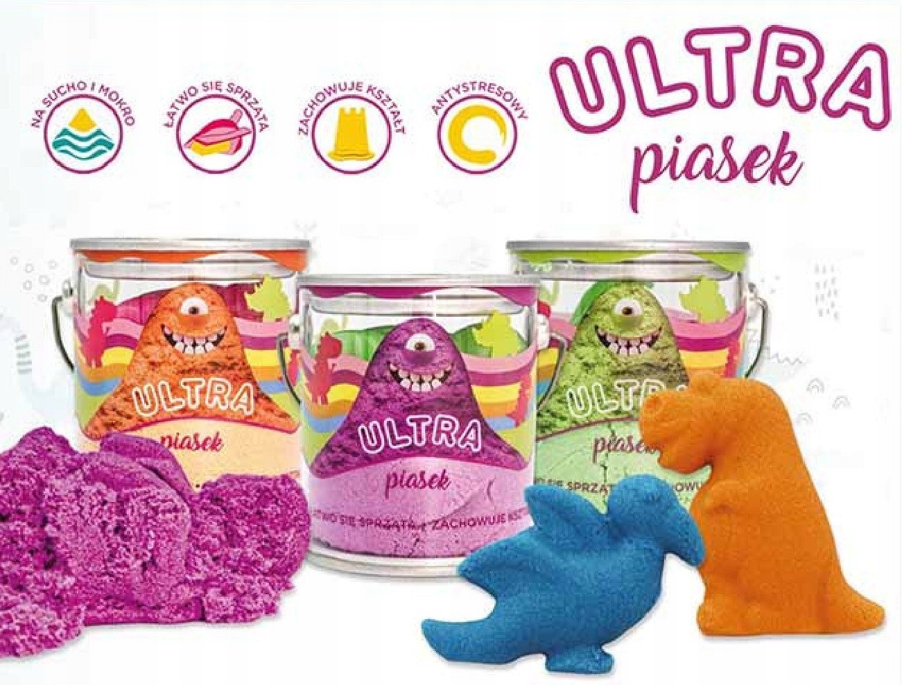 

Piasek Kinetyczny Ultrapiasek 2 Foremki 3+ MIX