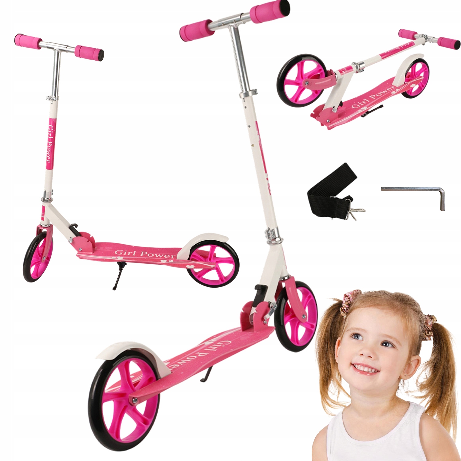 Składana Hulajnoga Różowa Mała Dla Dzieci Nośność 80 Kg