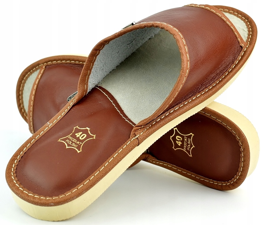 KAPCIE SKÓRA PL JAKOŚĆ PANTOFLE DOMOWE CIAPY r. 38 - 24,5 cm Kod producenta POLSKIE SKÓRZANE PANTOFLE Ciapy Brown