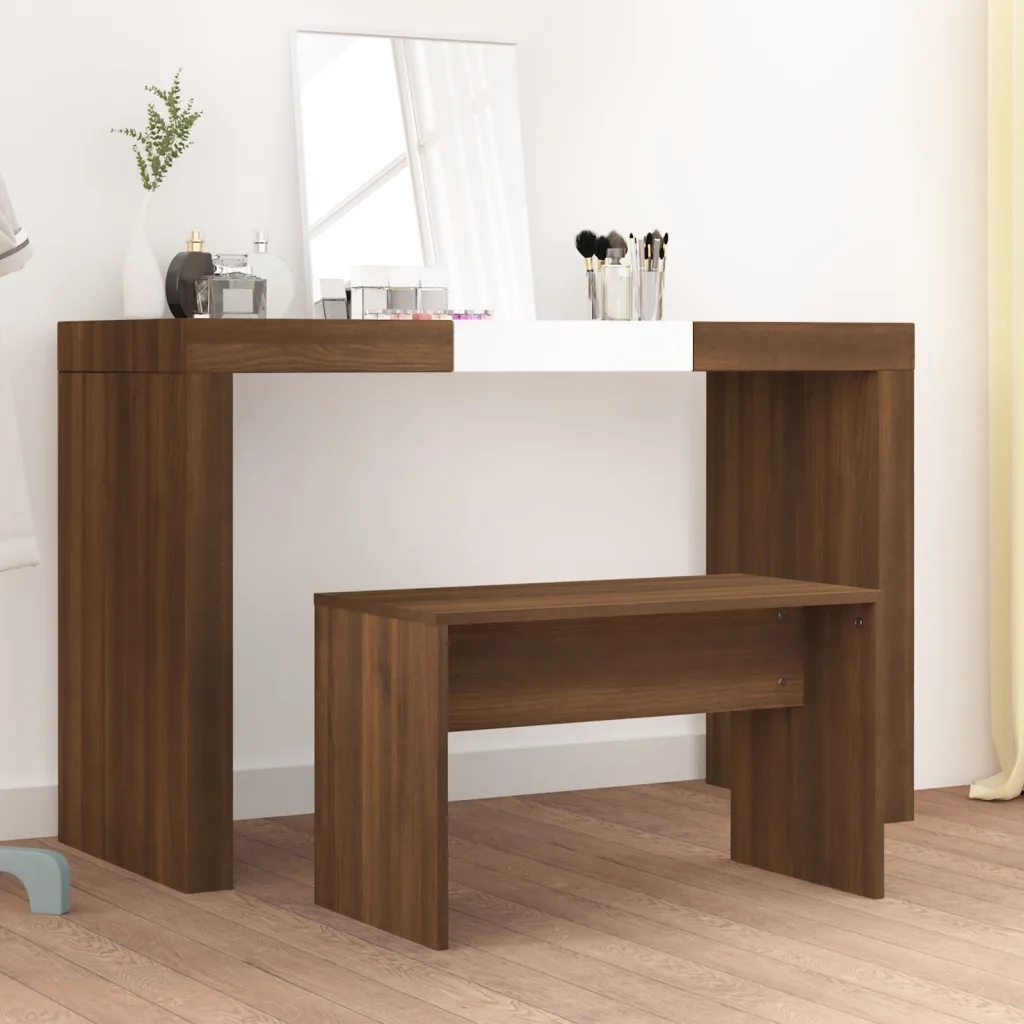 vidaXL Stolička k toaletnímu stolku hnědý dub 70 x 35 x 45 cm kompozit