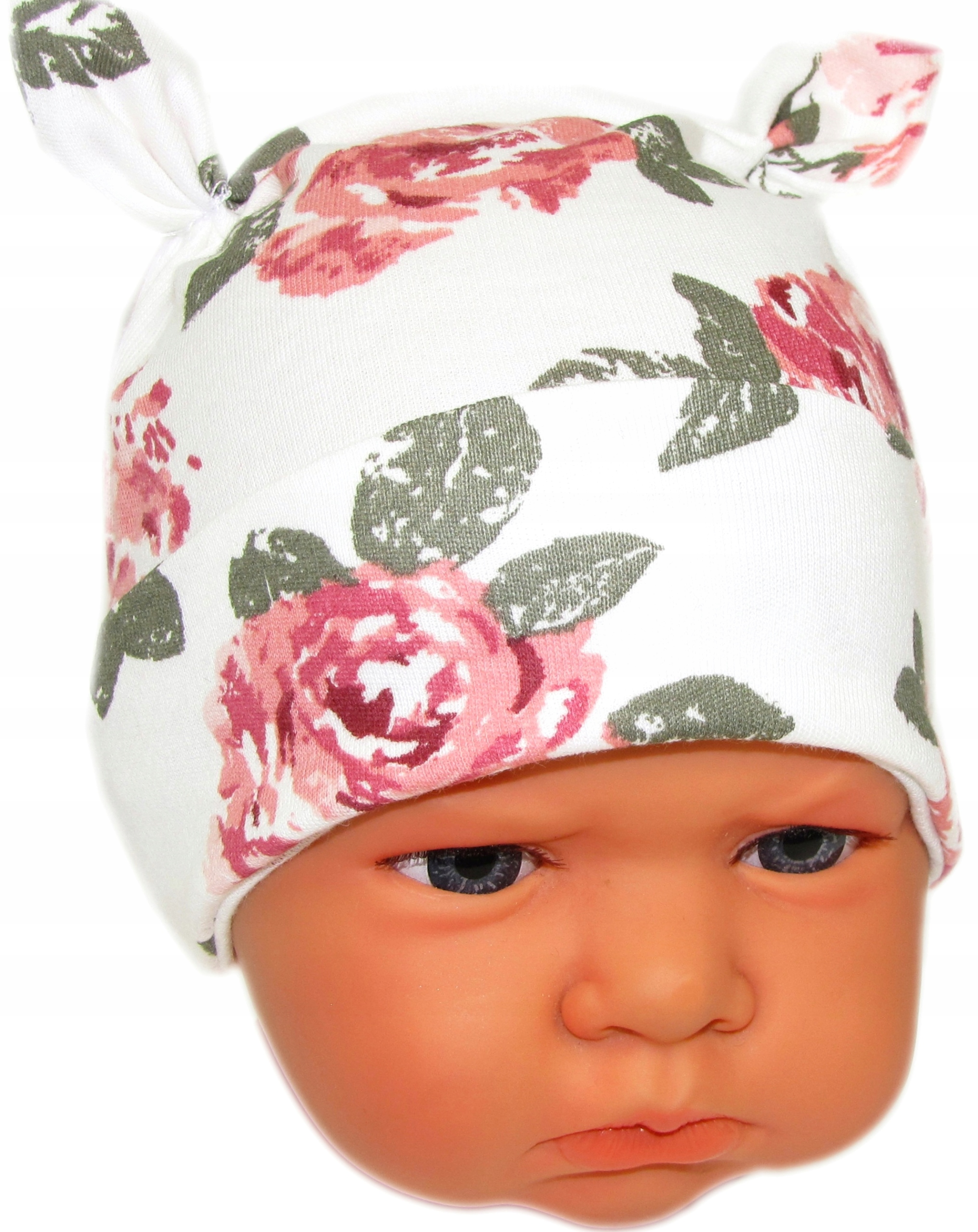

Czapka Niemowlęca Niewiązana r.38-40cm Róże /47/