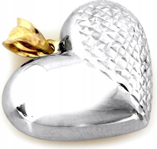 Zlatý přívěsek 585 srdce z bílého zlata s módním vzorem řetízek 14k