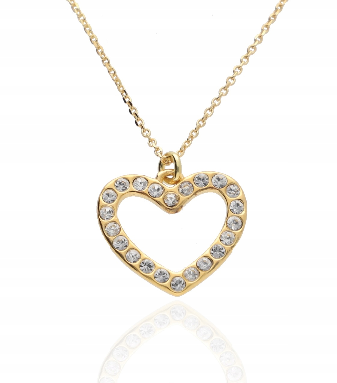Zlatý náhrdelník srdce se zirkony srdíčko lesk Stříbro 925 60 cm