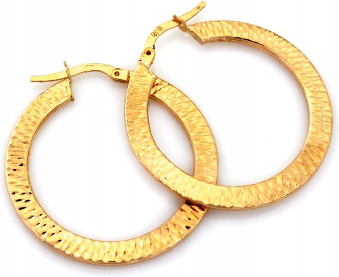 Zlaté náušnice 585, masivní kruhy zdobené pro módní ženu 14k