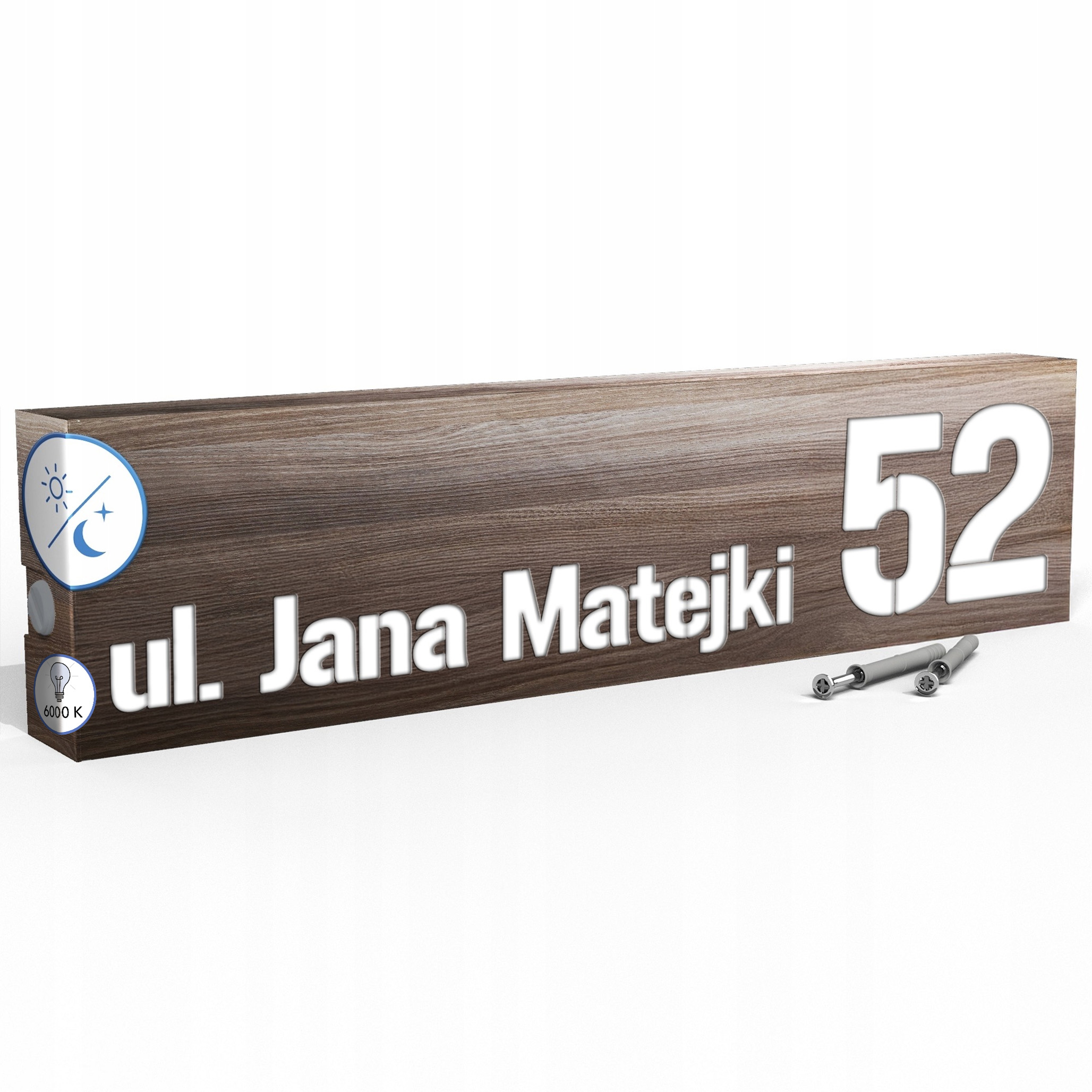 Podsvícené Číslo Na Dům Adresová Tabulka Led 40X10 cm Senzor Soumraku